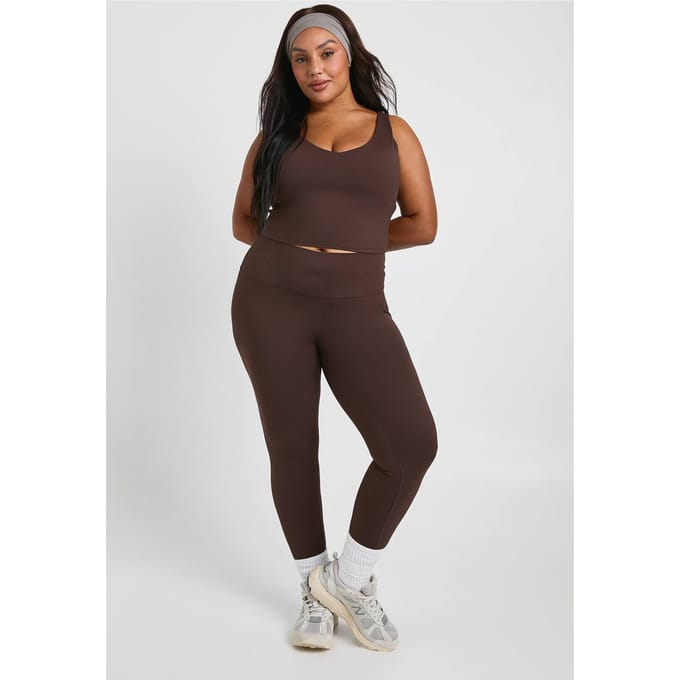 boohoo Dames Plus superzachte sculpting naaddetaillegging | Koffie | Maat: 48