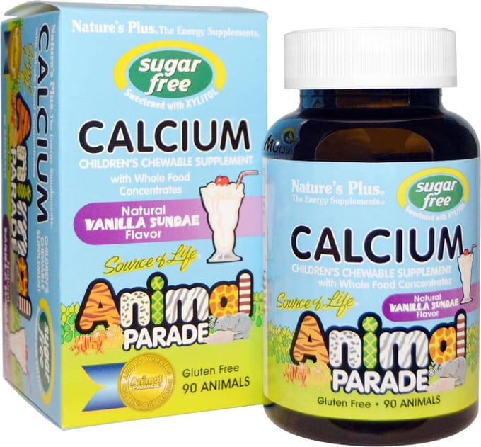 Calcium, Sugar Free, Natural Vanilla Sundae Flavor (90 Animals) - Nature's Plus