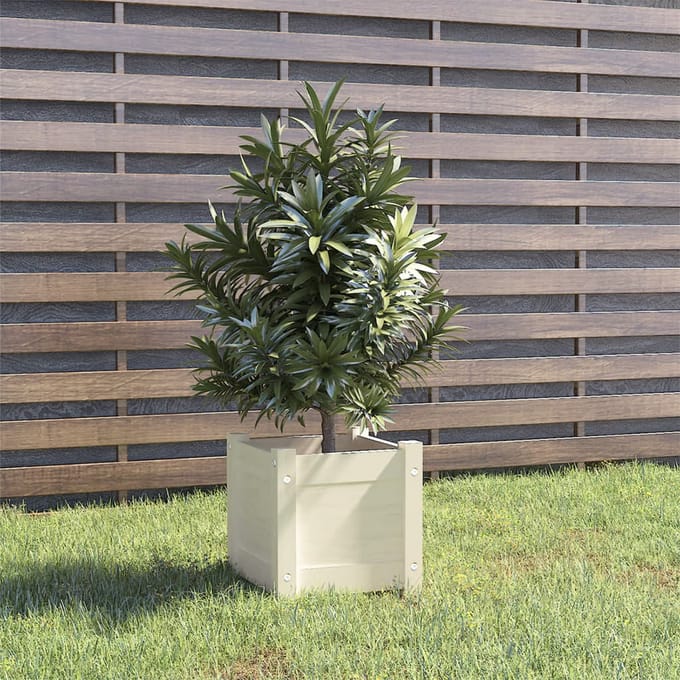 vidaXL - Plantenbak - 31x31x31 - cm - massief - grenenhout - wit
