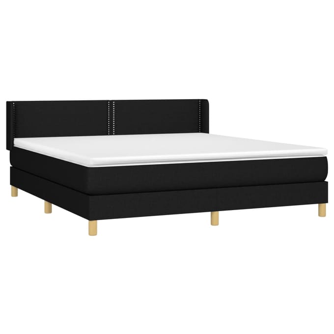 vidaXL - Boxspring - met - matras - stof - zwart - 160x200 - cm