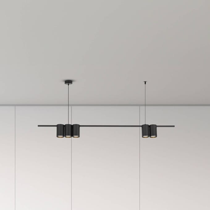 Eko-Light Hanglamp Genesis, aluminium, zwart, 5 x GU10, lengte 100 cm