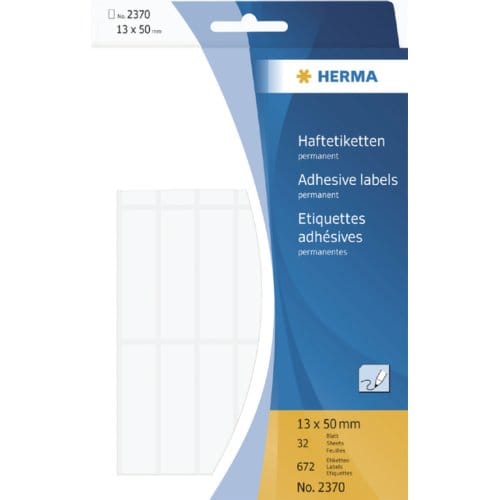 Universele etiketten Herma, 13 x 50 mm, zelfklevend, permanent, mat, 672 st., wit