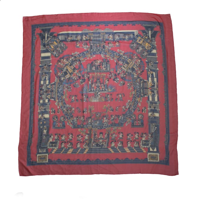 Hermes Astres et Soleils zijden sjaal in rood