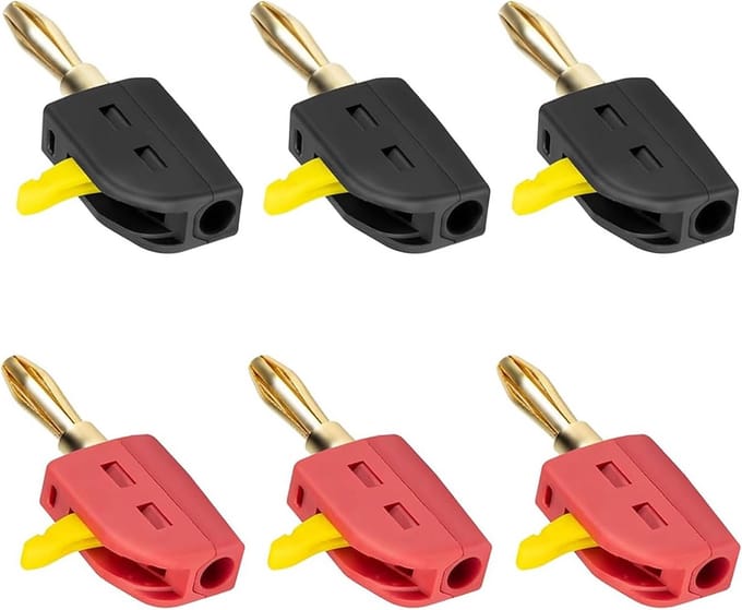 Luidspreker Connectoren - Adapter Plug - Audio Aansluiten - Goudkleurig Contact - 6 Stuks - Zwart Rood