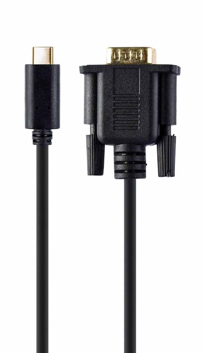 Gembird USB-C naar VGA-M Adapter - 2 Meter - Zwart - Geschikt voor Laptops en Tablets