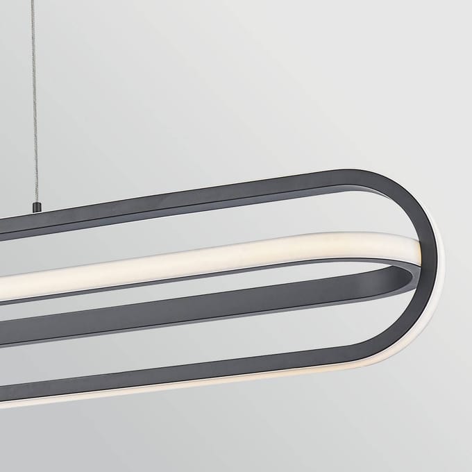 Quintiesse LED hanglamp DENMARK, matzwart, lengte 107 cm, metaal