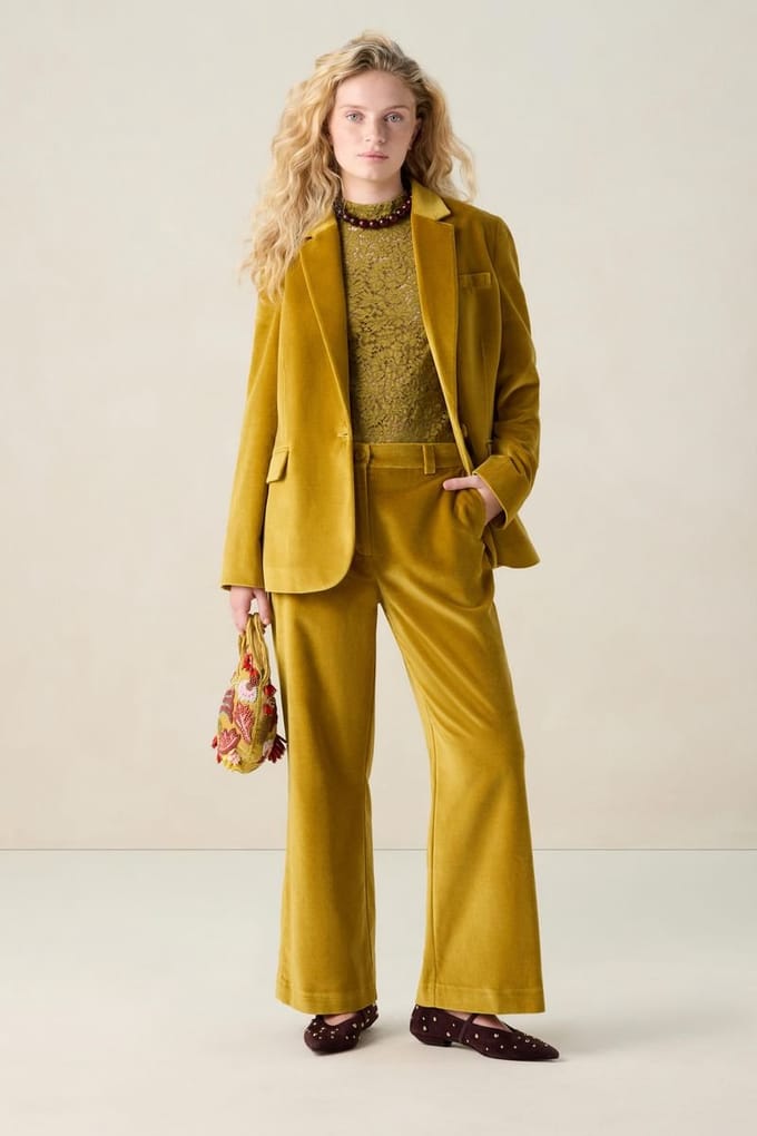 Sissy-Boy - Donkergele velvet cropped broek