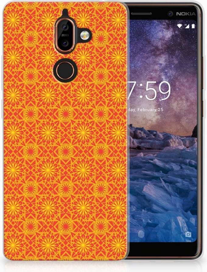 Nokia 7 Plus TPU bumper Batik Oranje