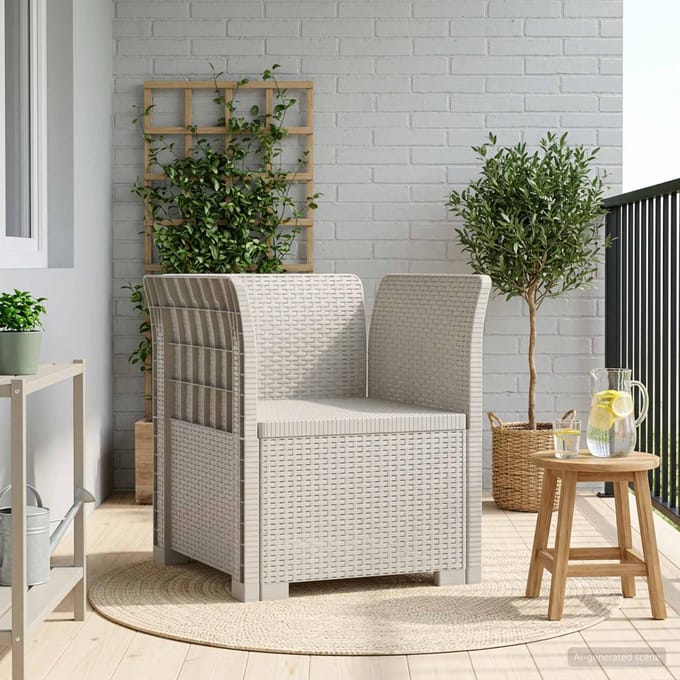 vidaXL - Eén-zits - Fauteuil - Rieten - Look - PP - Wit