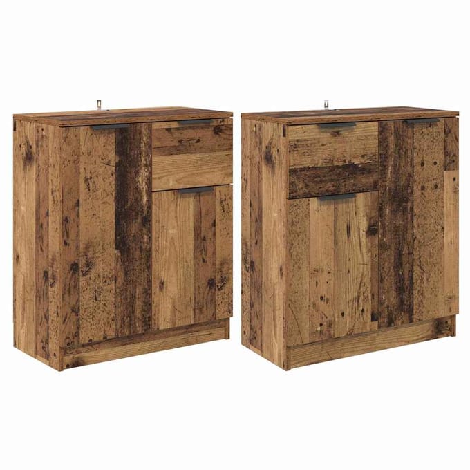 vidaXL Dressoirs 2 st Oud Hout 60 x 30 x 70 cm Bewerkt hout