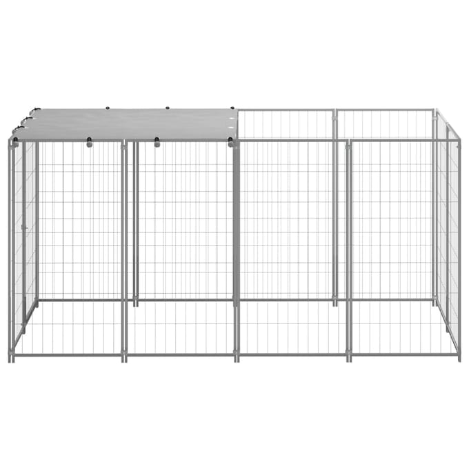 vidaXL - Hondenkennel - 2,42 - m² - staal - zilverkleurig