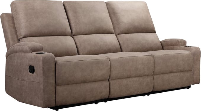 Dallas-3Zitsbank - 2 Relaxfauteuils - Taupe Microvezel
