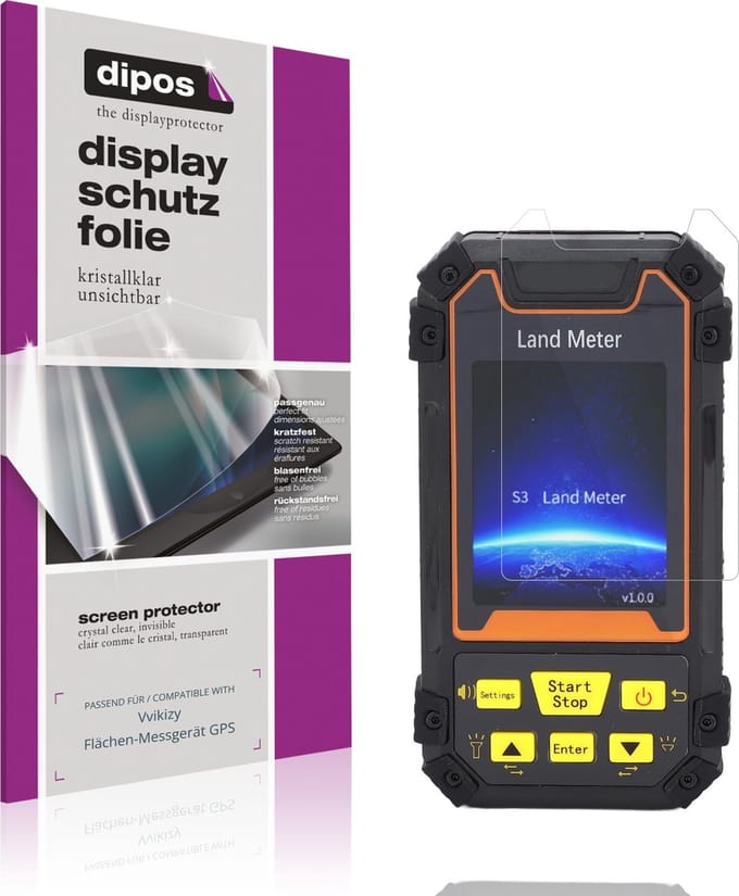dipos – 2x Beschermfolie geschikt voor Vvikizy Flächen-Messgerät GPS | Krasbestendige & heldere Screenprotector Ultra-Thin