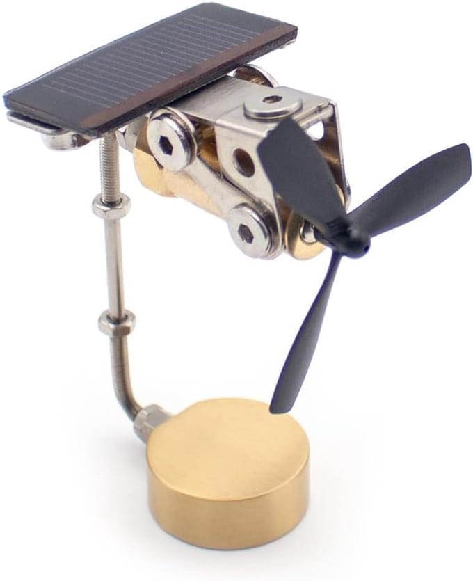 Toplionace Car Solar Windmill Metal Mechanical Brass DIY Mounted Windmill Solar Model Creative Science Education Demonstration Model
