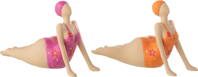 J-Line figuur Vrouw Yoga Liggend - polyresin - mix - 2 stuks