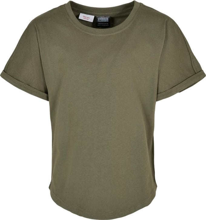 Urban Classics - Long Shaped Turnup Kinder T-shirt - Kids 134/140 - Groen