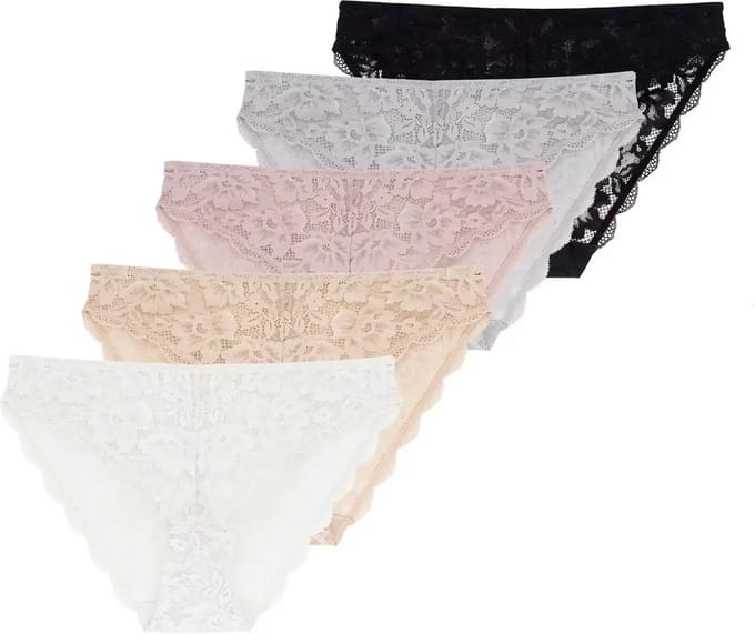 5-pack - dames onderbroeken brief slip dames kant - Myla - Kanten dames heupslips microfiber - S