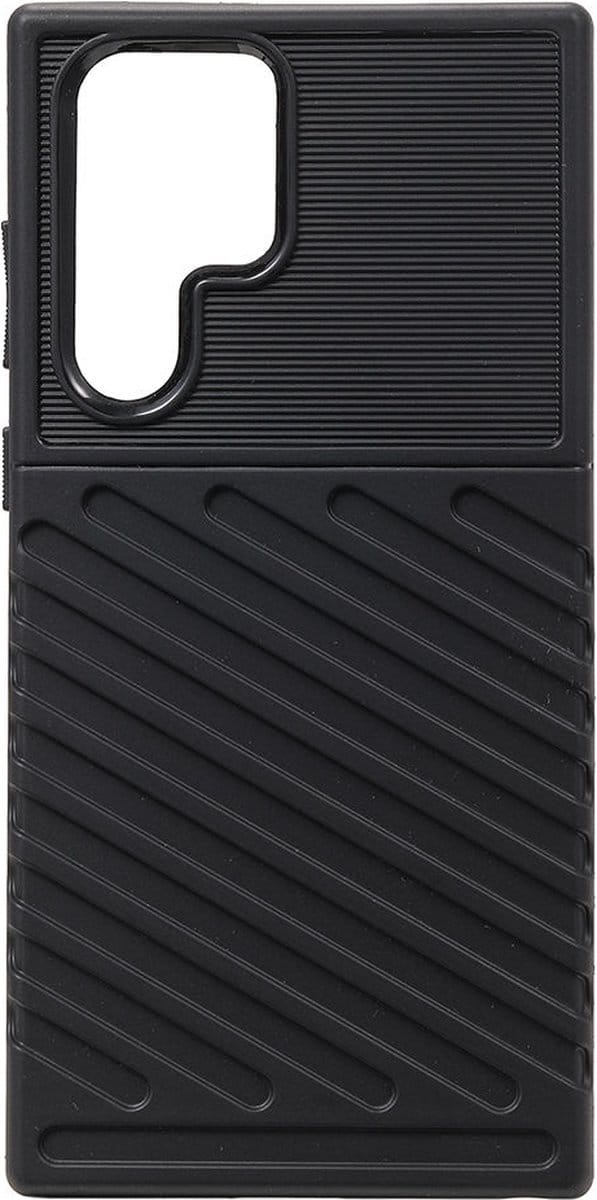 Shop4 - Samsung Galaxy S22 Ultra Hoesje - Harde Back Case Rugged Texture Zwart