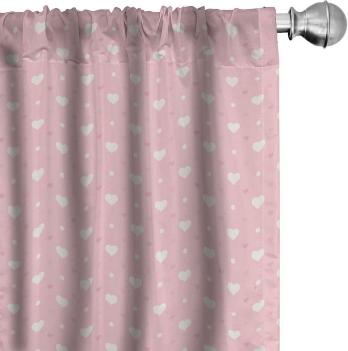 ABAKUHAUS Roze stippen-voorhang – 2x75x225 cm – Microvezel