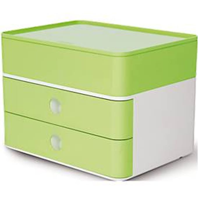Ladebox HAN Allison Smart-Box Plus, 2 laden met scheidingswanden, Benodigdhedendoos, stapelbaar, ABS-kunststof, groen