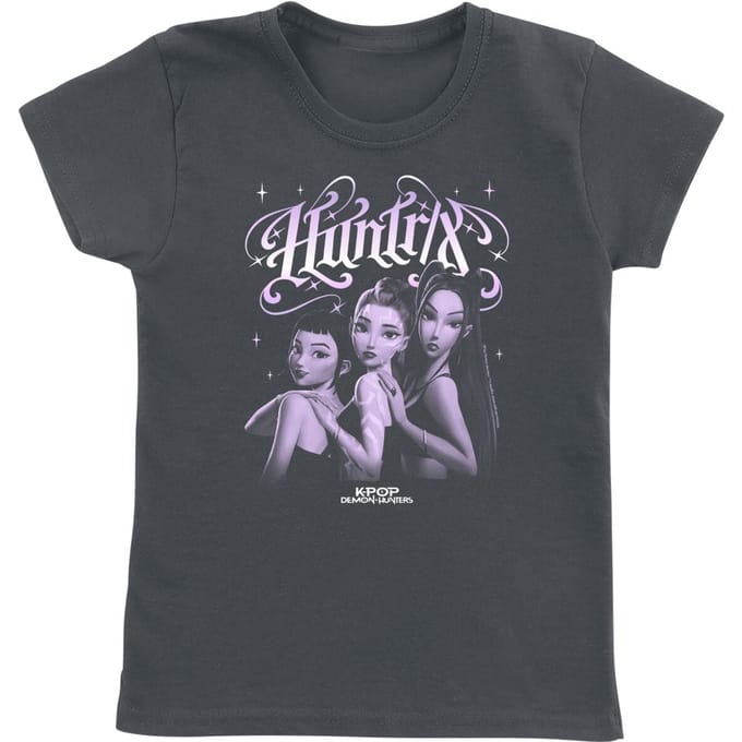 KPop Demon Hunters - Anime T-shirt voor kinderen - Huntrix - Gothic Gradient - voor meisjes - charcoal