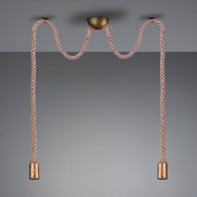 Trio Lighting Hanglamp Rope met decoratieve kabel, 2-lamp