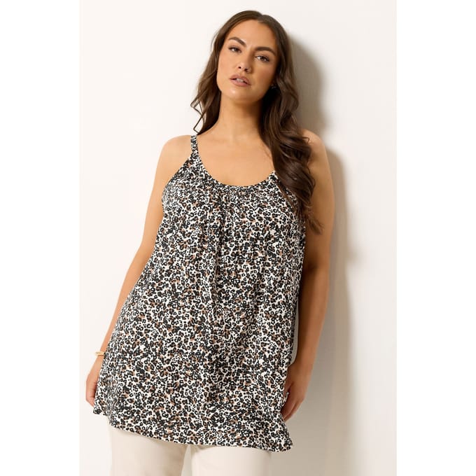 Yours Bruine Top Met Luipaardprint Size 42