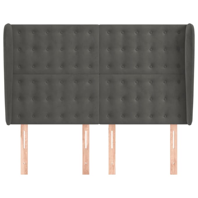 vidaXL - Hoofdbord - met - randen - 147x23x118/128 - cm - fluweel - donkergrijs