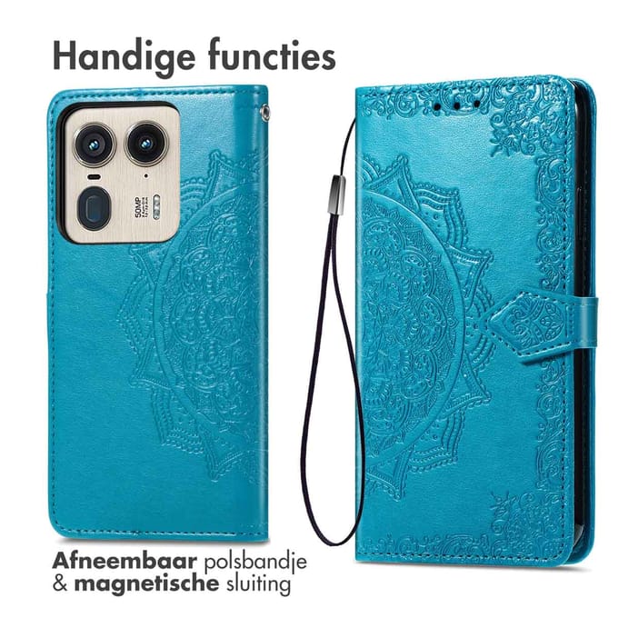 imoshion Mandala Bookcase voor de Motorola Edge 50 Ultra - Turquoise