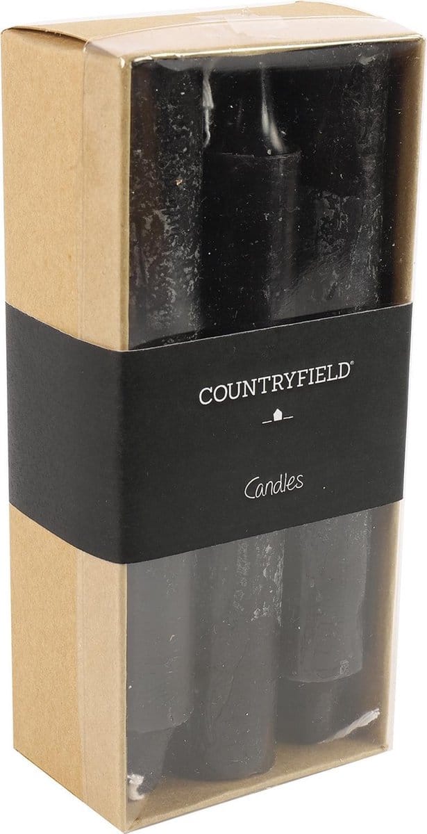 Set van 6 kaarsen Countryfield 14cm | Zwart