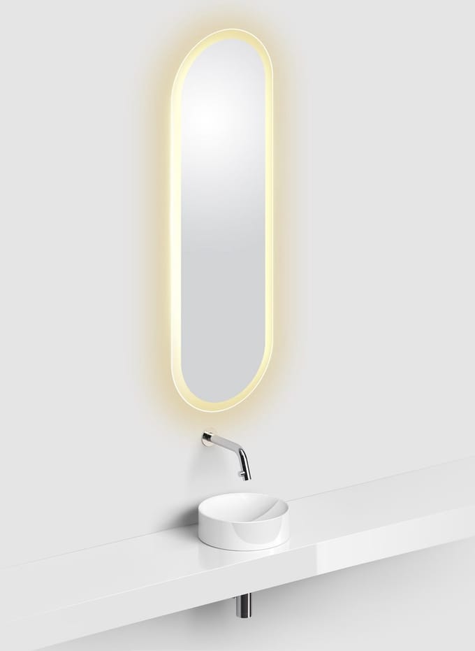 Clou Look at Me spiegel 90x28cm LED-verlichting Ovaal satijnrand Glas