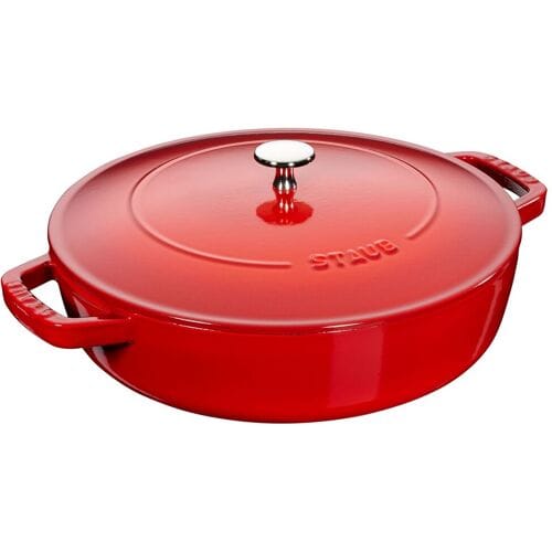 STAUB BRAISERS - Sauteerpan met Chistera Drop Structure - 280mm - Gietijzer - Kersenrood