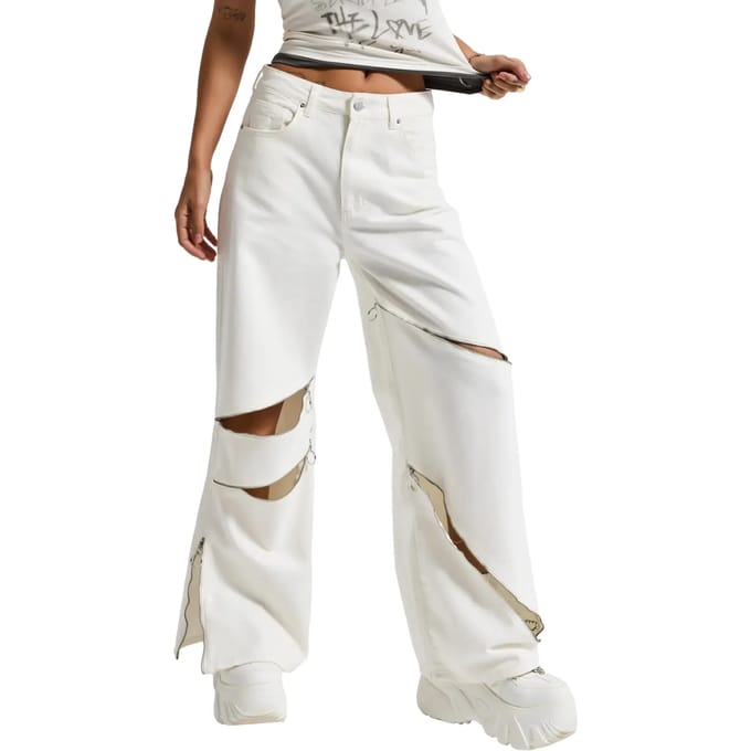 It's Basic - BAGGY HIGH RISE JEANS - SNOW