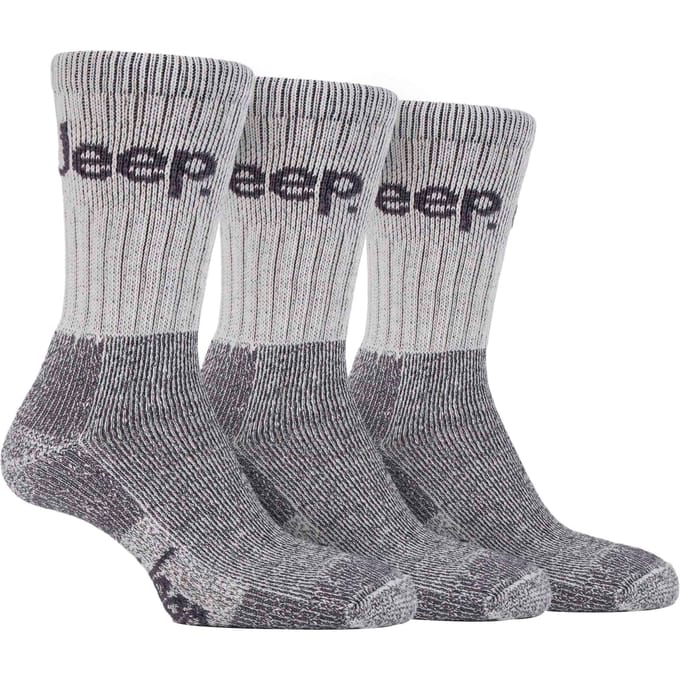 Heren 3 paar Jeep Cushion Sole Hiking werksokken - Steen
