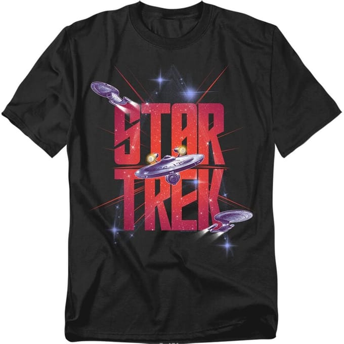 Star Trek T-shirt - Three Ships in Space - M tot 5XL - voor Mannen - zwart