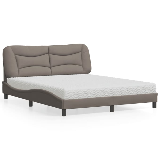 vidaXL - Bed - met - matras - "Hvar" - stof - taupe - 160x200 - cm