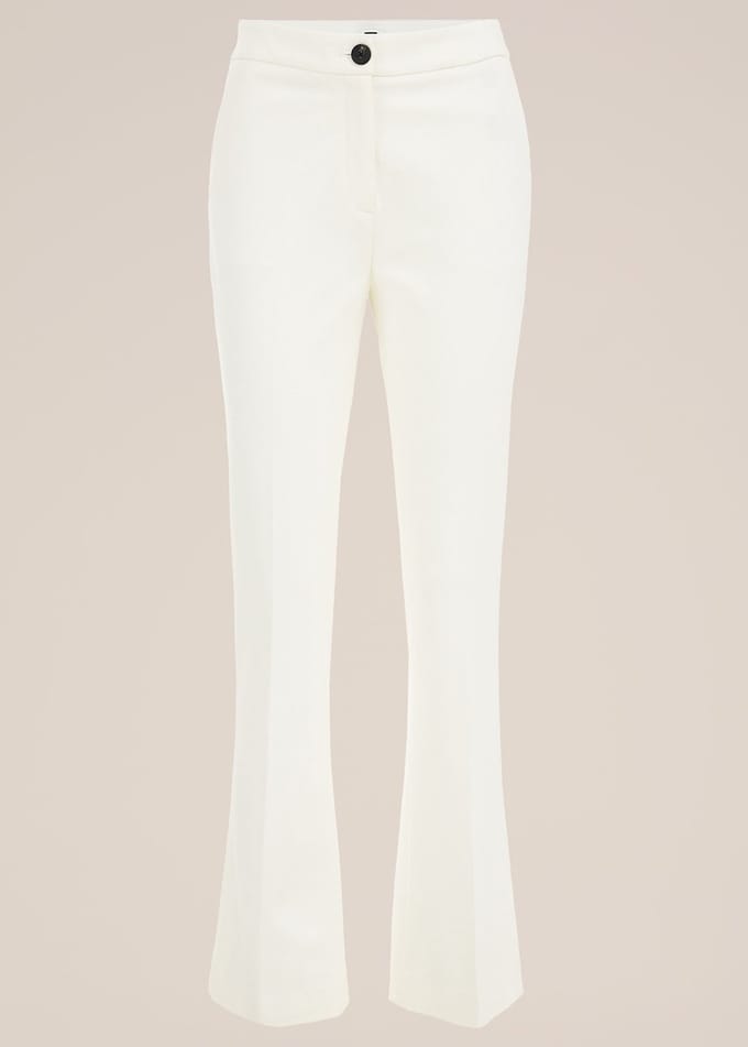 WE Fashion Dames Slim fit flared pantalon met stretch