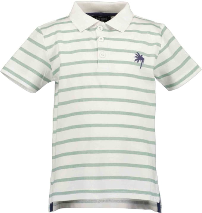 Blue Seven-Kids boys knitted poloshirt-White stripe orig - Maat 122