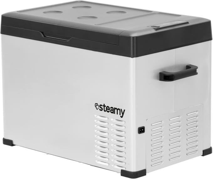 Steamy-E Single Zone Elektrische Compressor Koelbox - Single Zone - 36 liter - 12V en 230V - voor auto en camping - Zilver