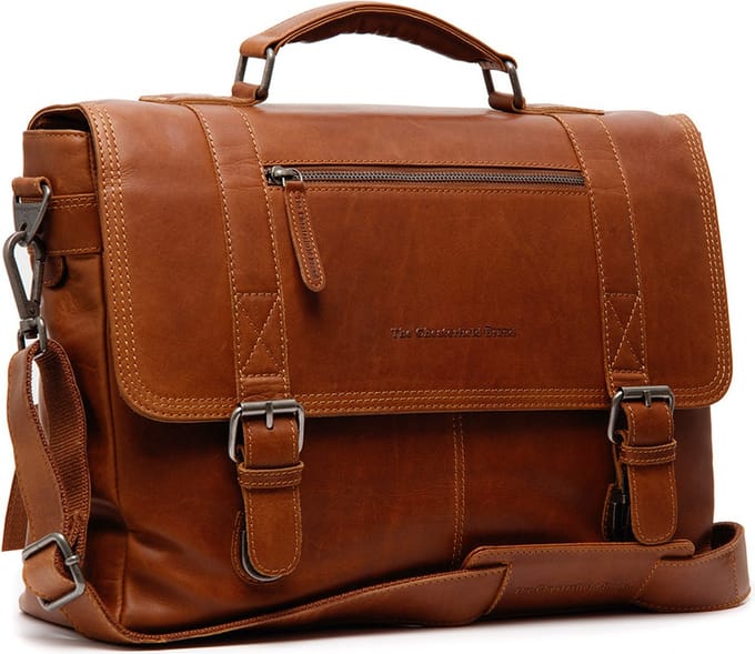 Chesterfield Imperia Waxed Pull Up Laptoptas - 14 inch - Cognac