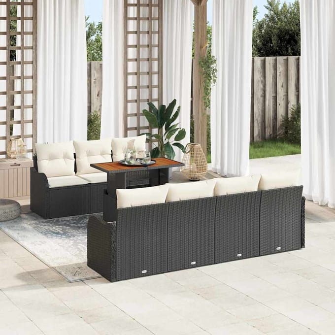 vidaXL - Tuinbank - Set - 8 - st - Zwart - en - Crème - 100 - x - 55 - x - 73 - cm