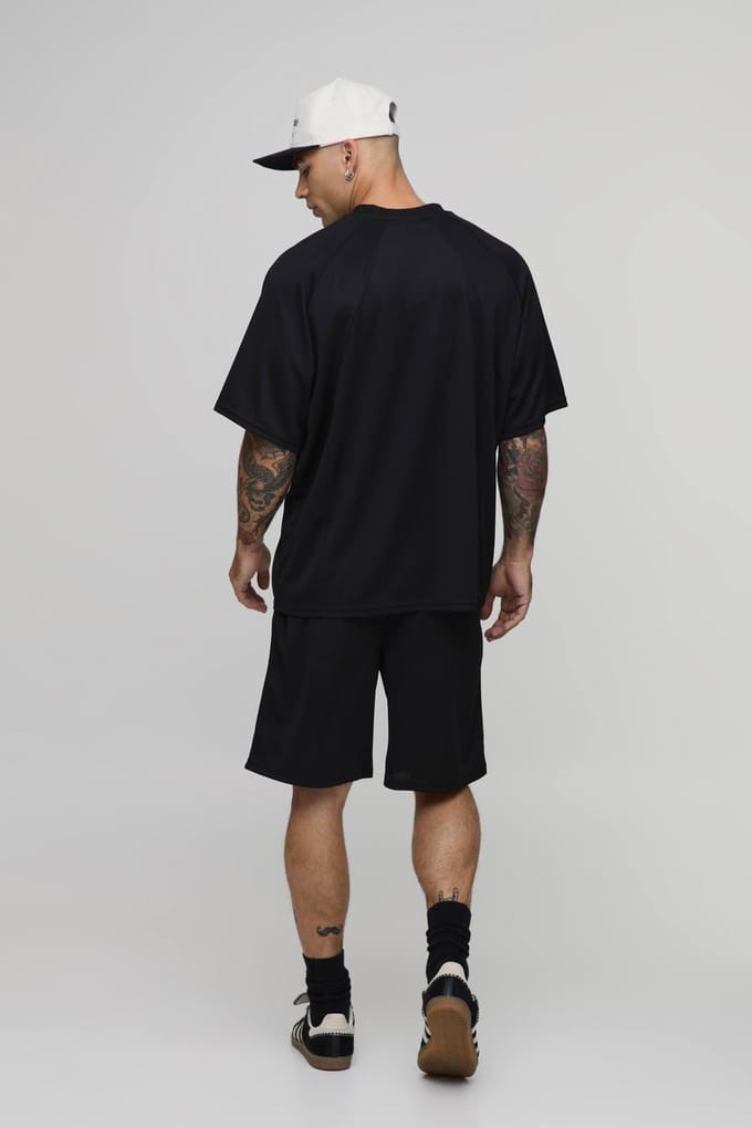 Geborduurd Basketbalshort Van Mesh | Black | Size Small