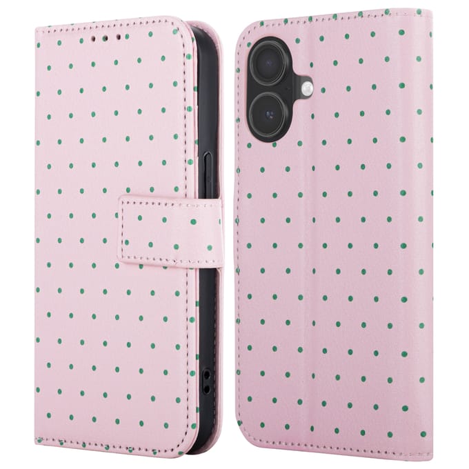 imoshion Hoesje - Geschikt voor Apple iPhone 16 - Design Bookcase smartphone - Happy Dots