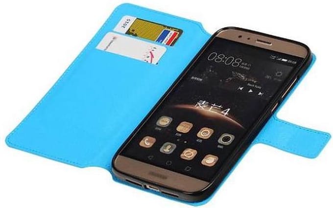 Cross Pattern Bookstyle Wallet Case Hoesje Geschikt voor Huawei G8 Blauw