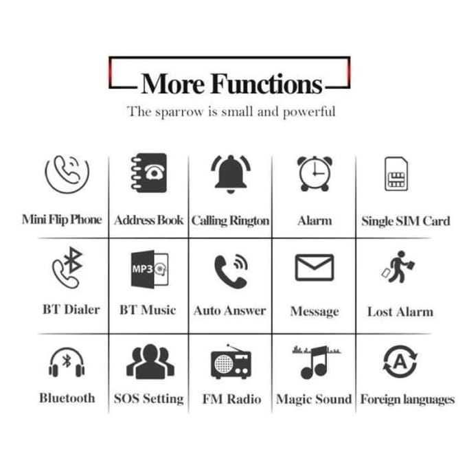 Téléphone portable - YWEI - BD18707-Mini LONG-CZ J9 - Clapet 0.66  - Bluetooth - FM - Mains libres
