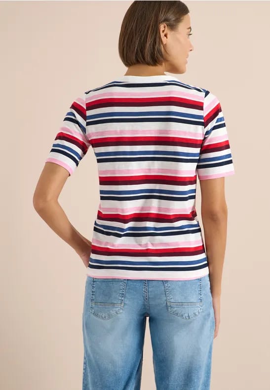 Shirt met korte mouwen en meerkleurige strepen