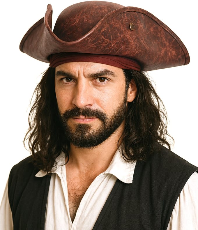 Zwarte piratenhoed Jeff met opdruk