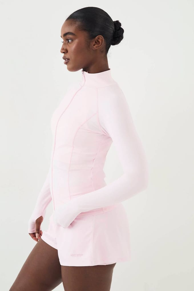 Dames DSGN Studio Ultra Sculpt Ritssluiting Sportjack | Marshmallow Pink | Maat: Large
