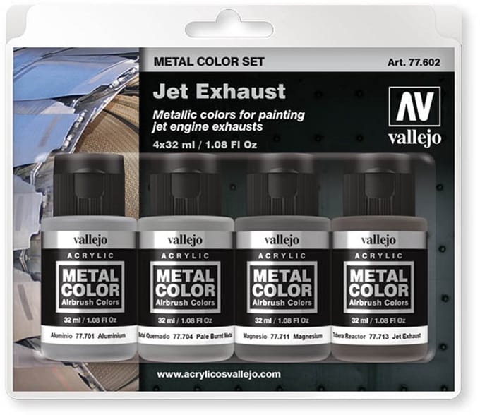 Vallejo Hobbyverf - 77602 Jet Exhaust - Metal Color Set Verf set - 4x 32 ml