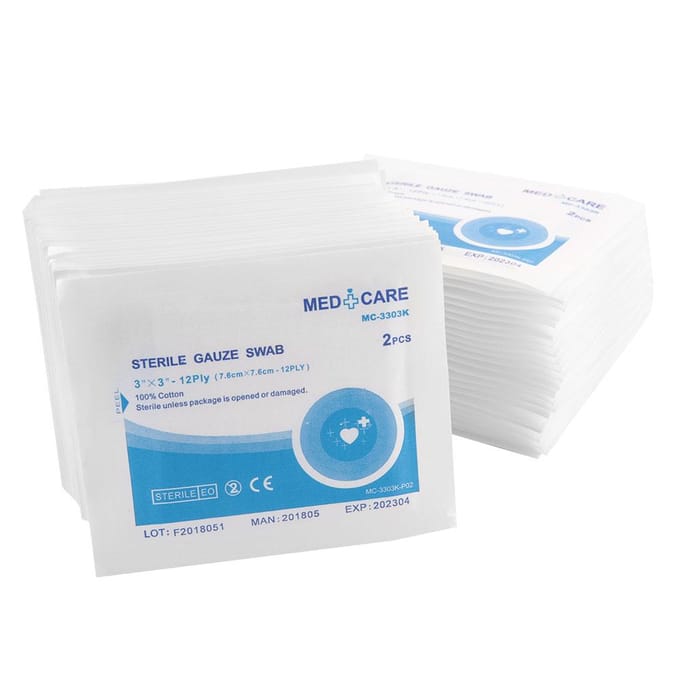 100percent  Cotton first aid waterproof wound dressing sterile medical gauze pad(7.6*7.6cm) white